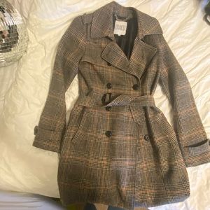 BB Dakota Plaid Belted Wool Jacket - Sz L